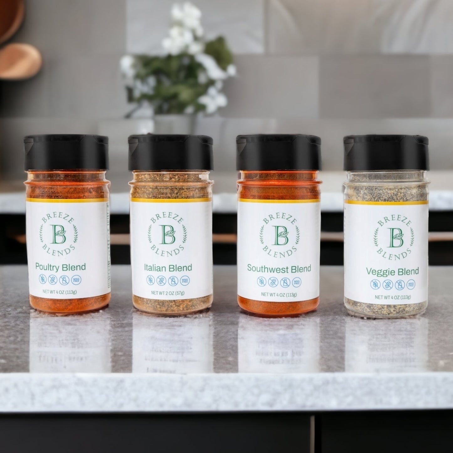 Breeze Blends Variety 4 Pack with Poultry, Italian, Southwest , Veggie Seasonings