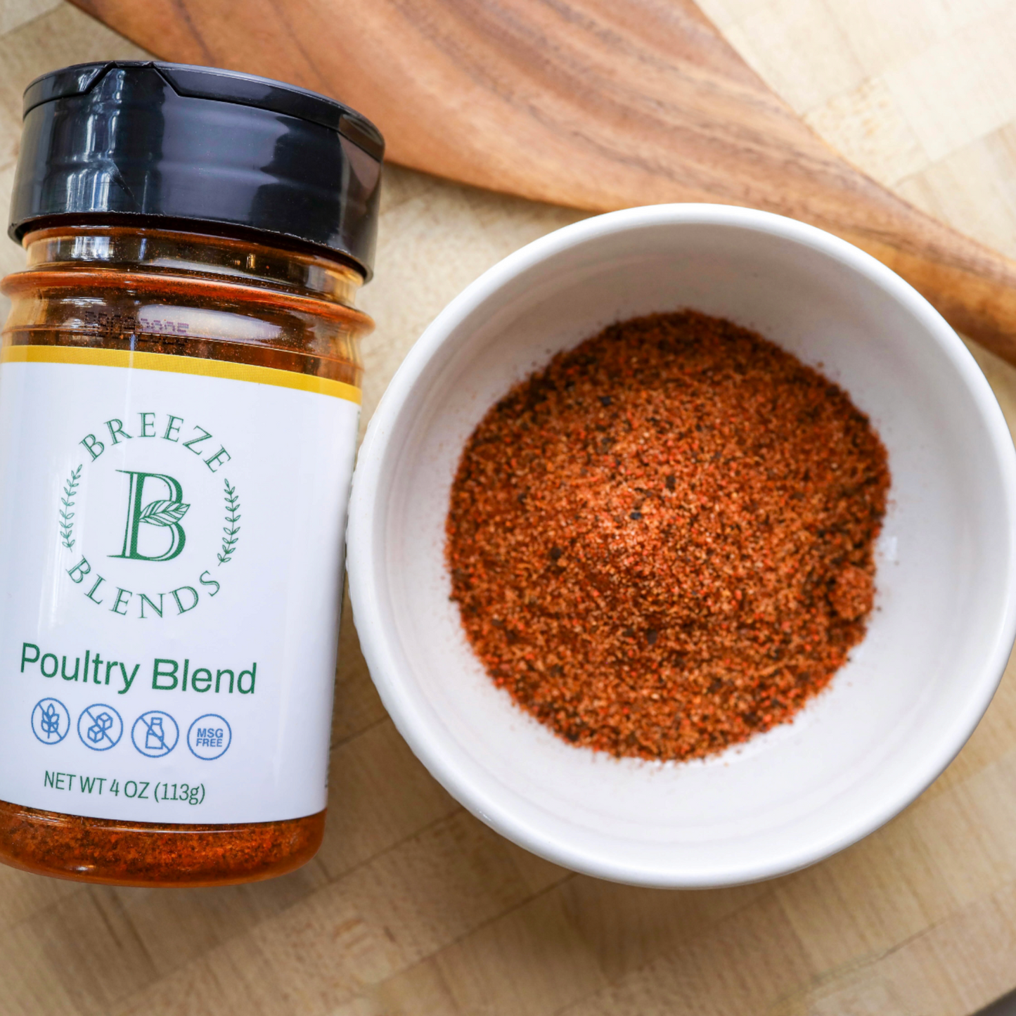 Breeze Blends Poultry Blend Shaker bottle with cup of seasoning