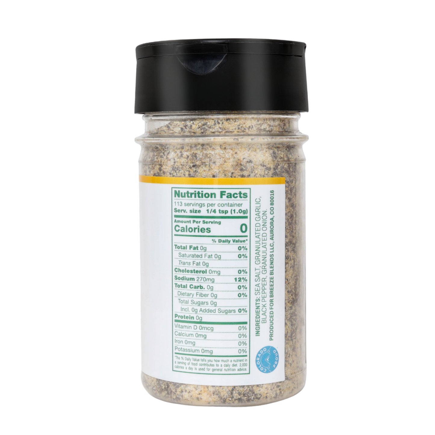 Breeze Blends Veggie Blend Ingredient list and Nutrition facts
