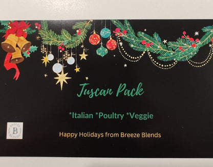 Tuscan Pack Front of Box with holiday packaging