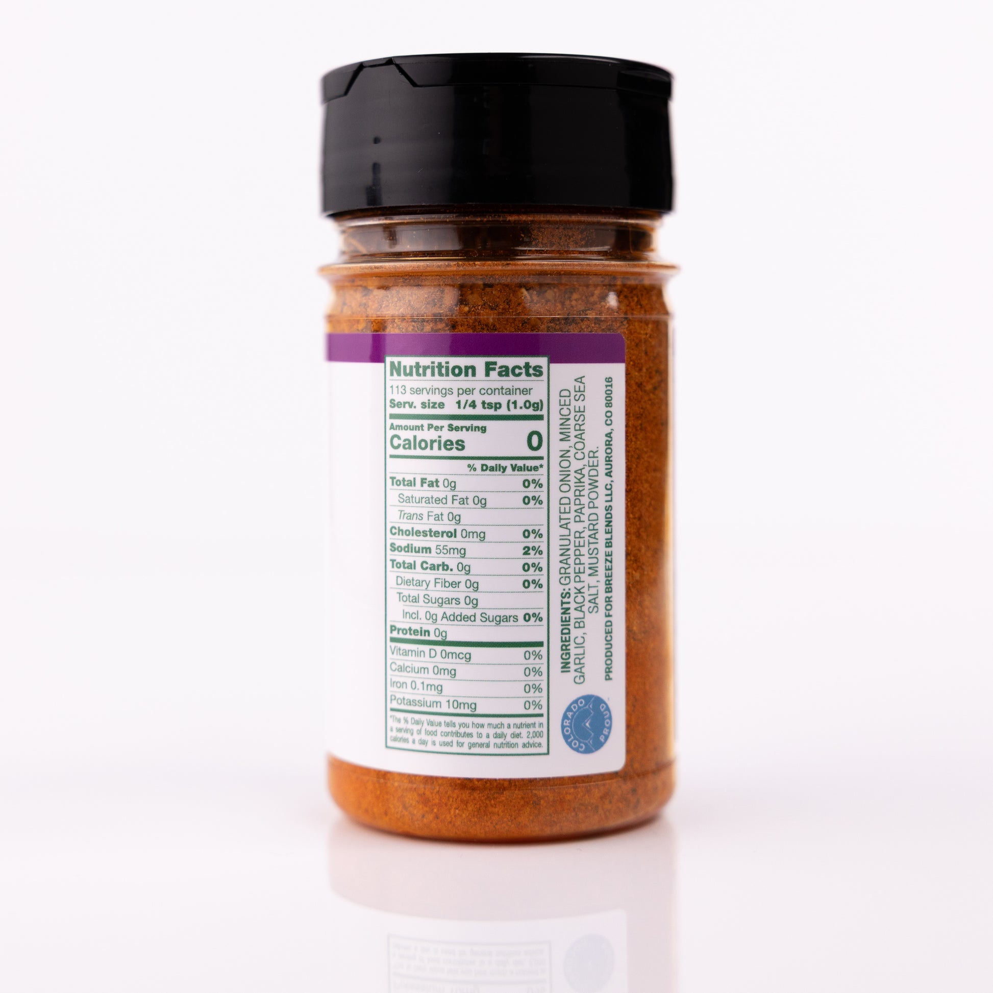 Steakhouse Blend with nutrition label on a white background