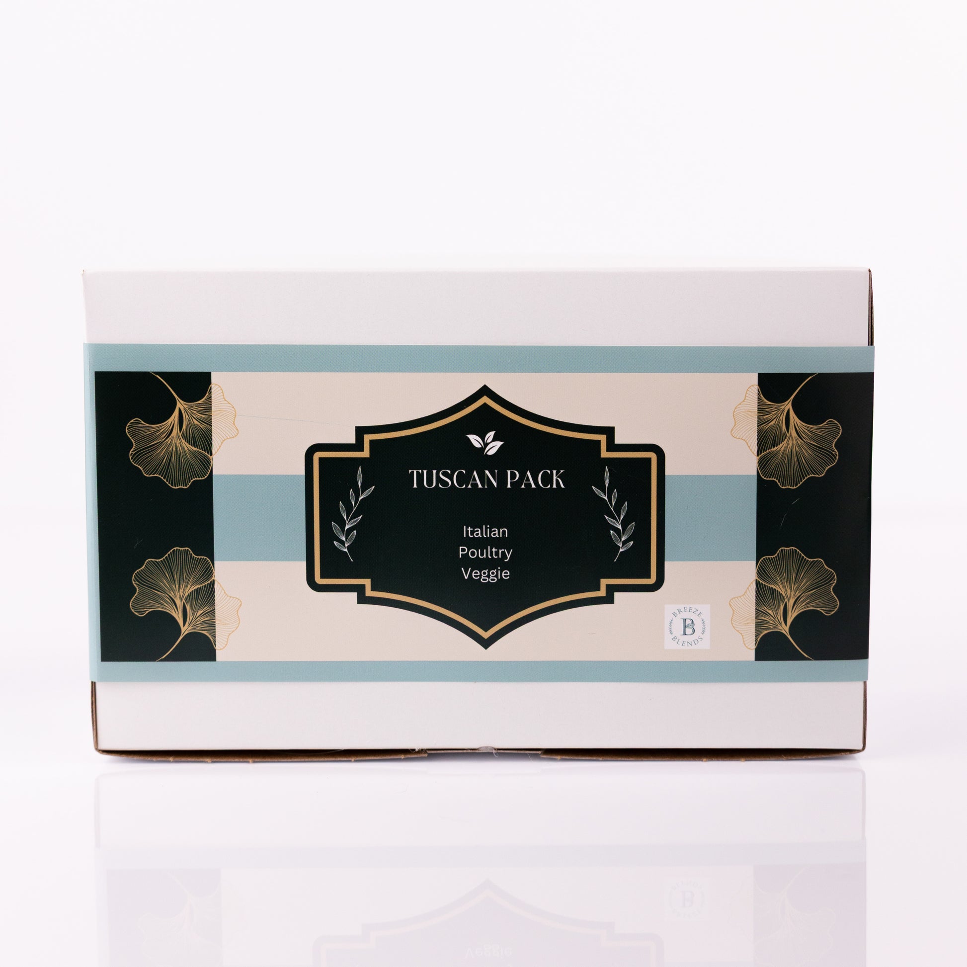 Breeze Blends Tuscan Pack Box  with decorative elements on a white background
