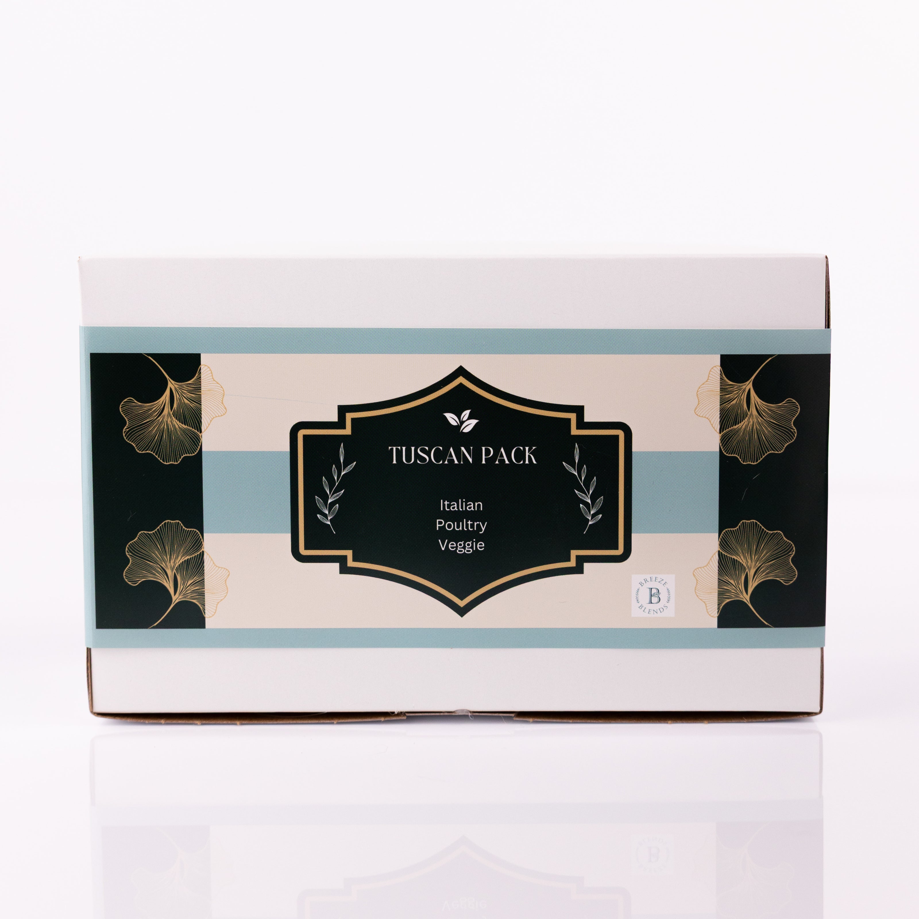 Breeze Blends Tuscan Pack Box  with decorative elements on a white background