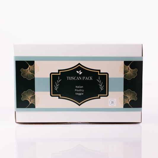 Breeze Blends Tuscan Pack Box  with decorative elements on a white background