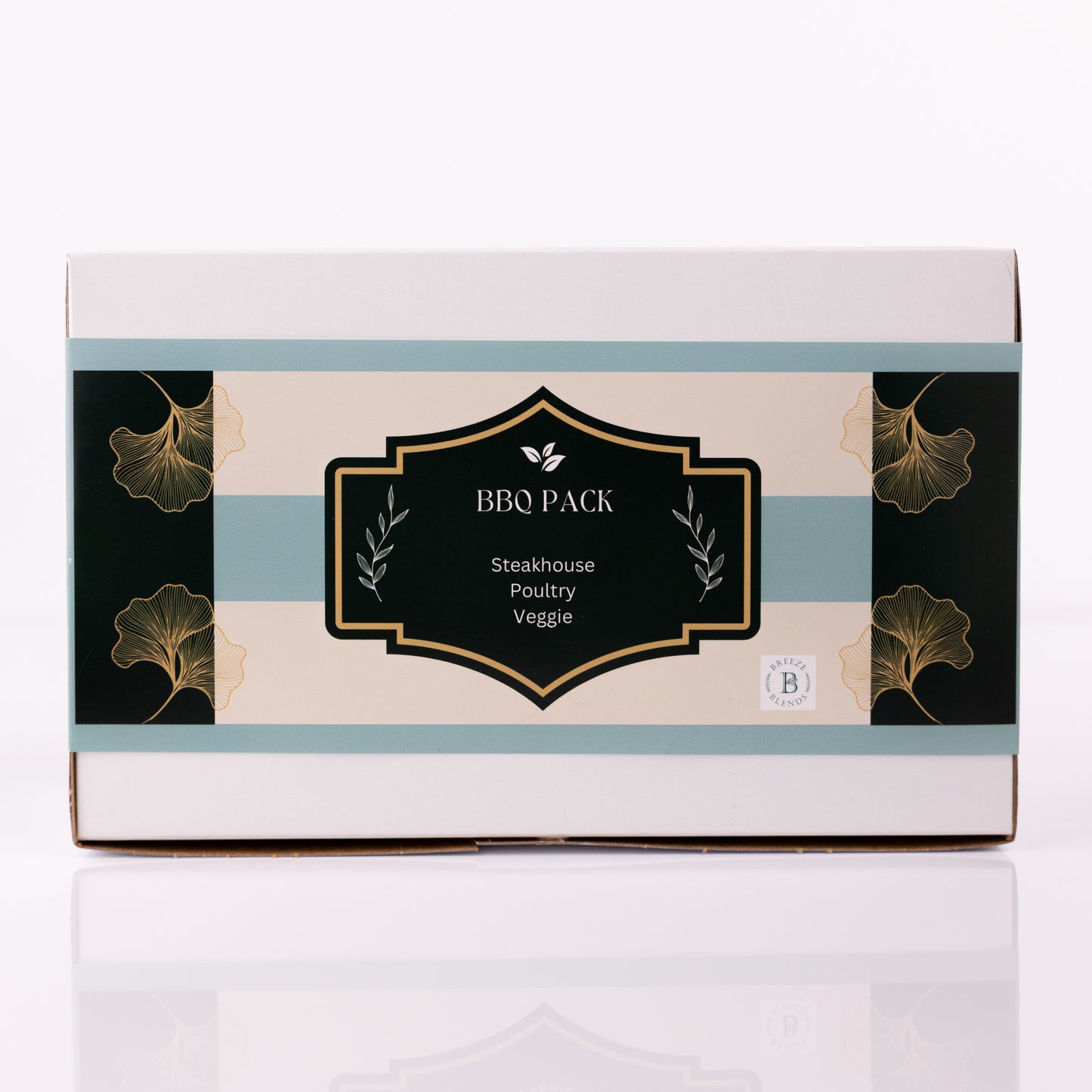 Breeze Blends BBQ Pack Box labeled with 'Steakhouse Poultry Veggie' on a white background