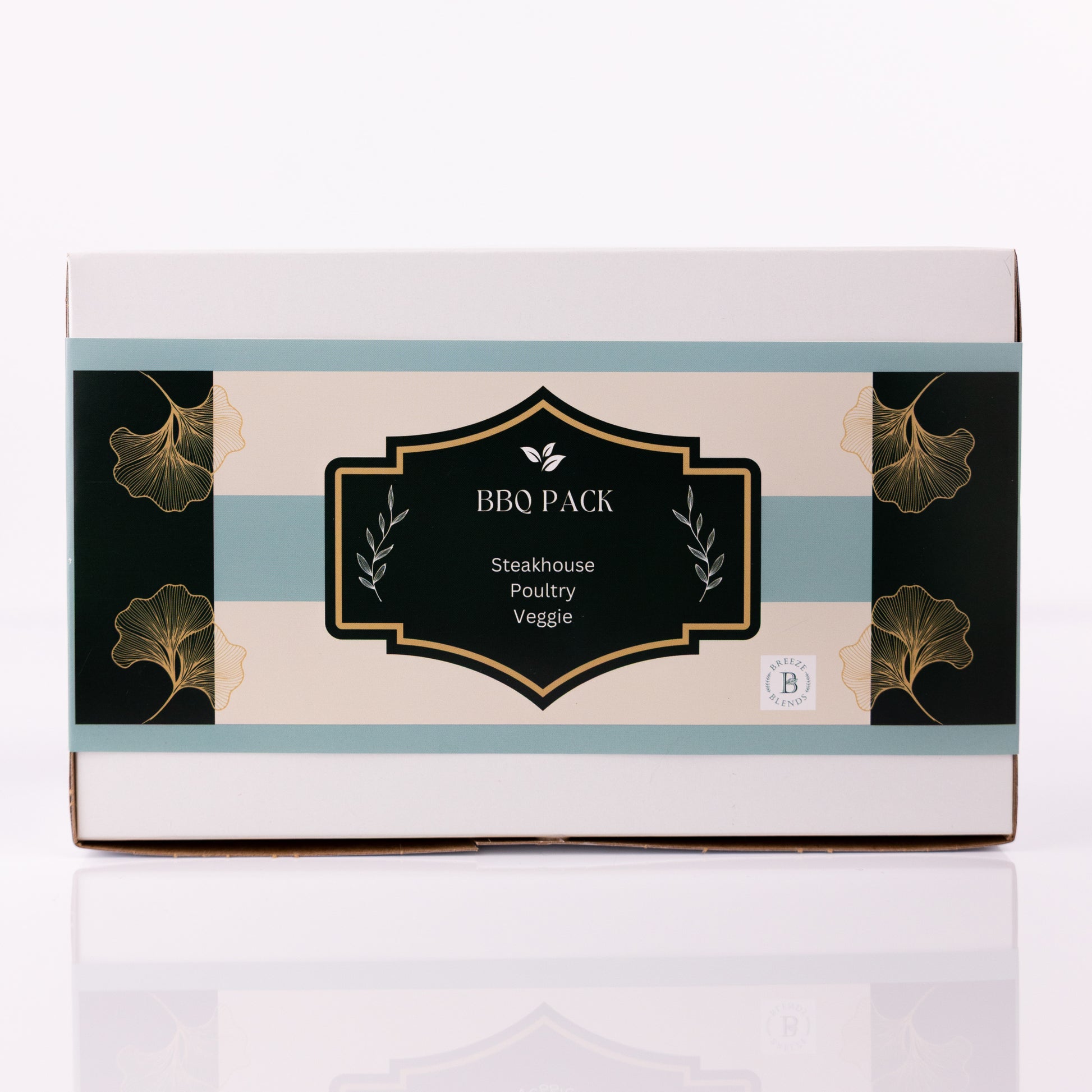 Breeze Blends BBQ Pack Box labeled with 'Steakhouse Poultry Veggie' on a white background
