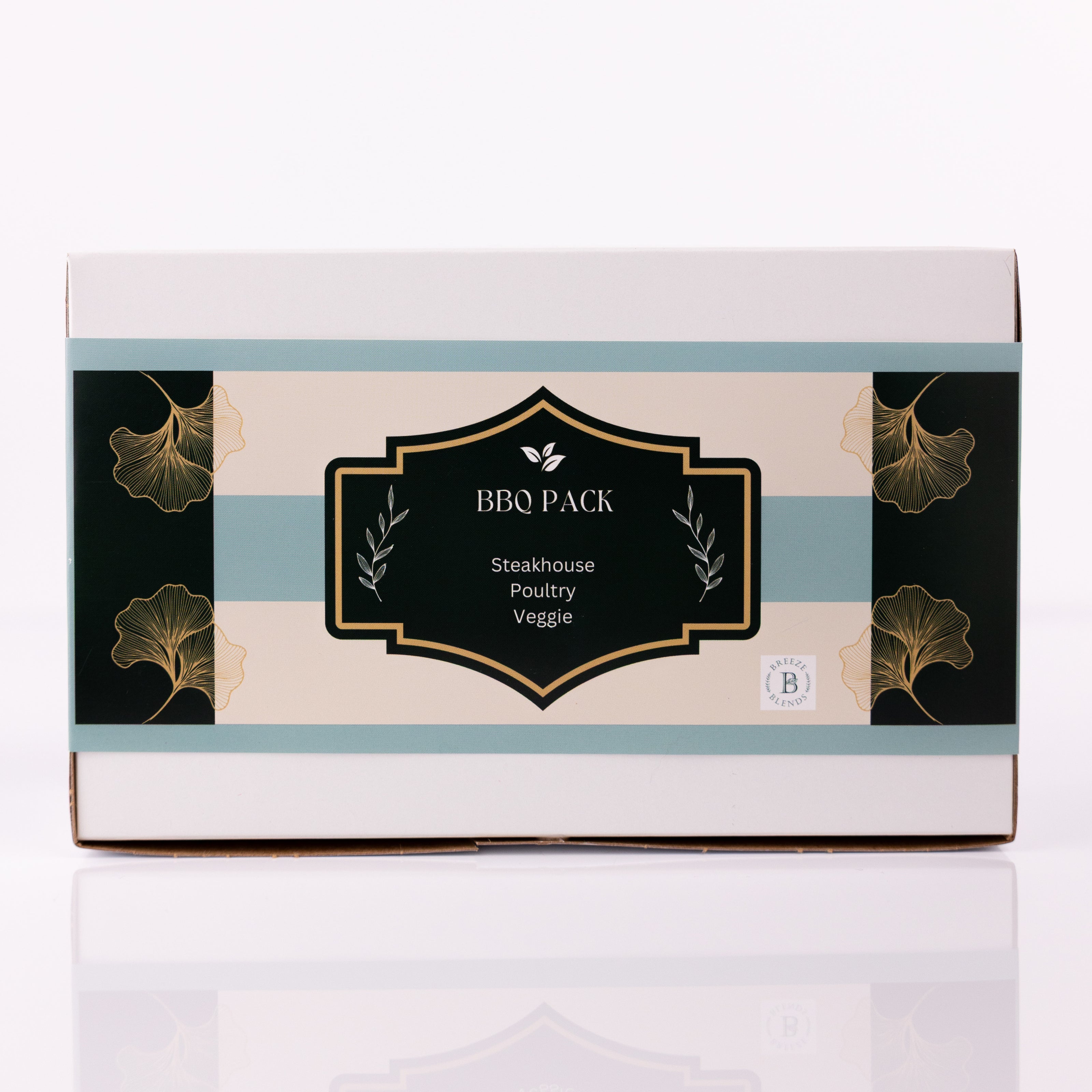 Breeze Blends BBQ Pack Box labeled with 'Steakhouse Poultry Veggie' on a white background