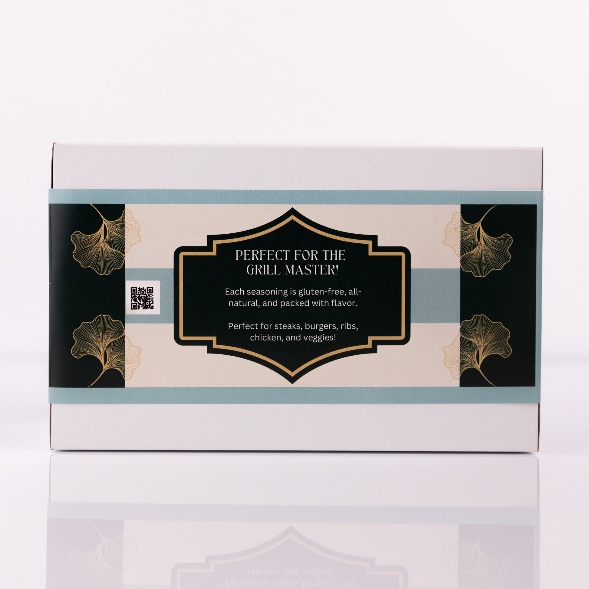 Breeze Blends BBQ Pack back side of box with text and decorative elements on a white background