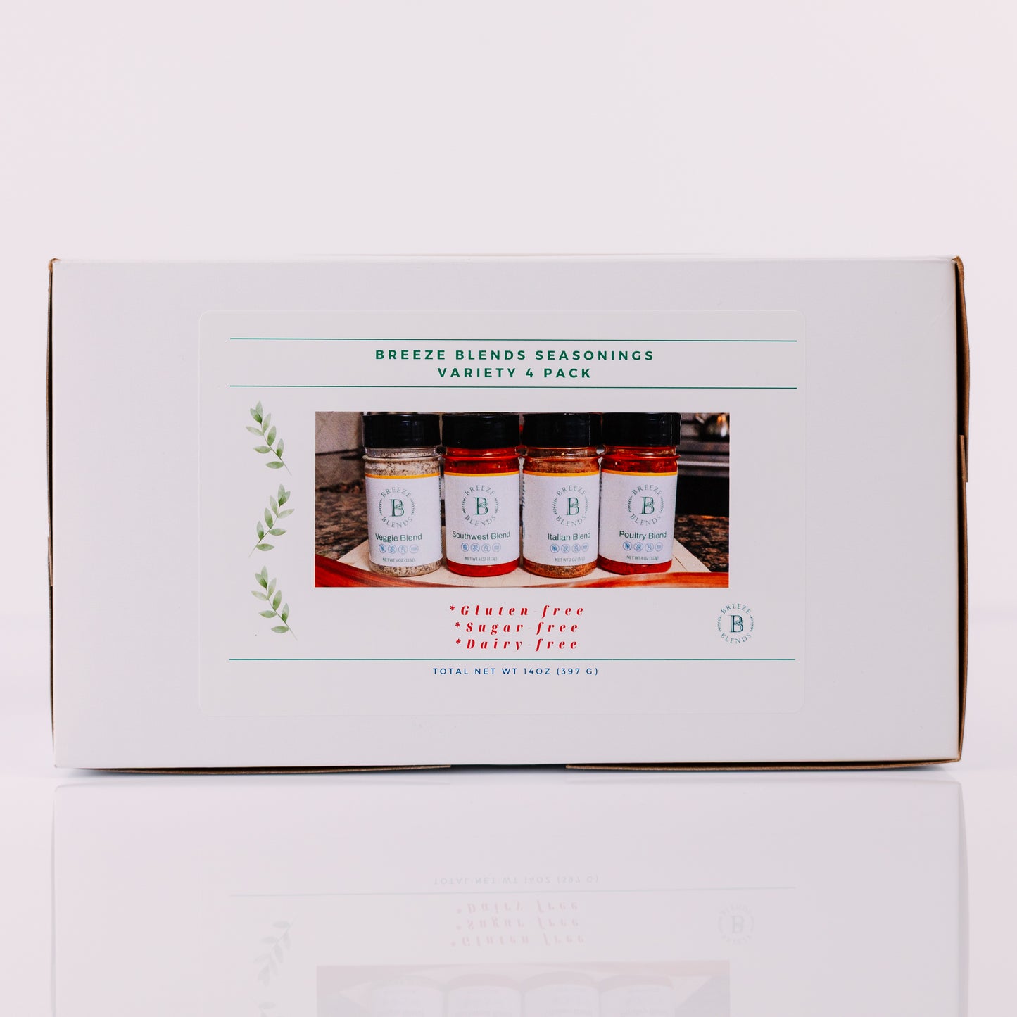 Box of Breeze Blends Seasonings Variety 4 Pack on a white background