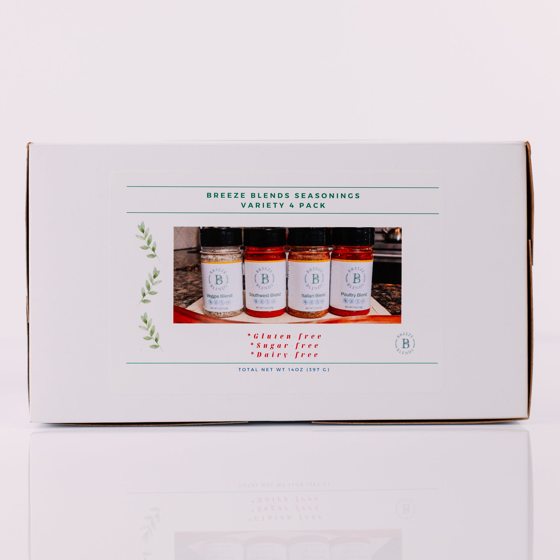 Box of Breeze Blends Seasonings Variety 4 Pack on a white background