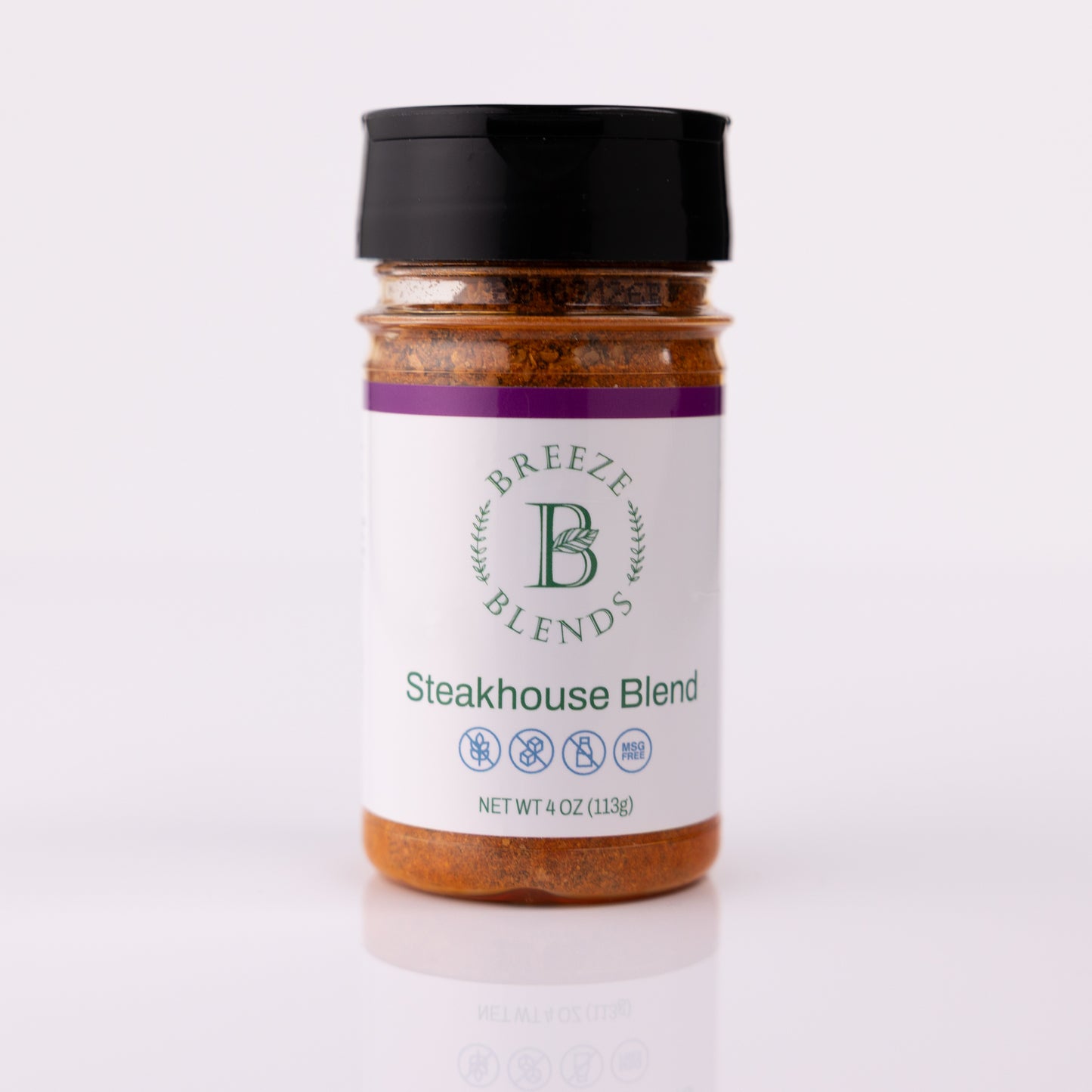 Bottle of Breeze Blends Steakhouse Blend on a white background